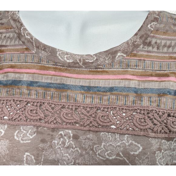 PrAna Women Small Lottie L/S Burnout Top Floral Print Made In USA Pink Purple - Picture 3 of 9